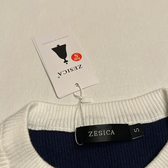 NWT ZESICA Summer Sleeveless Tank Tops Navy / White - Picture 2 of 5